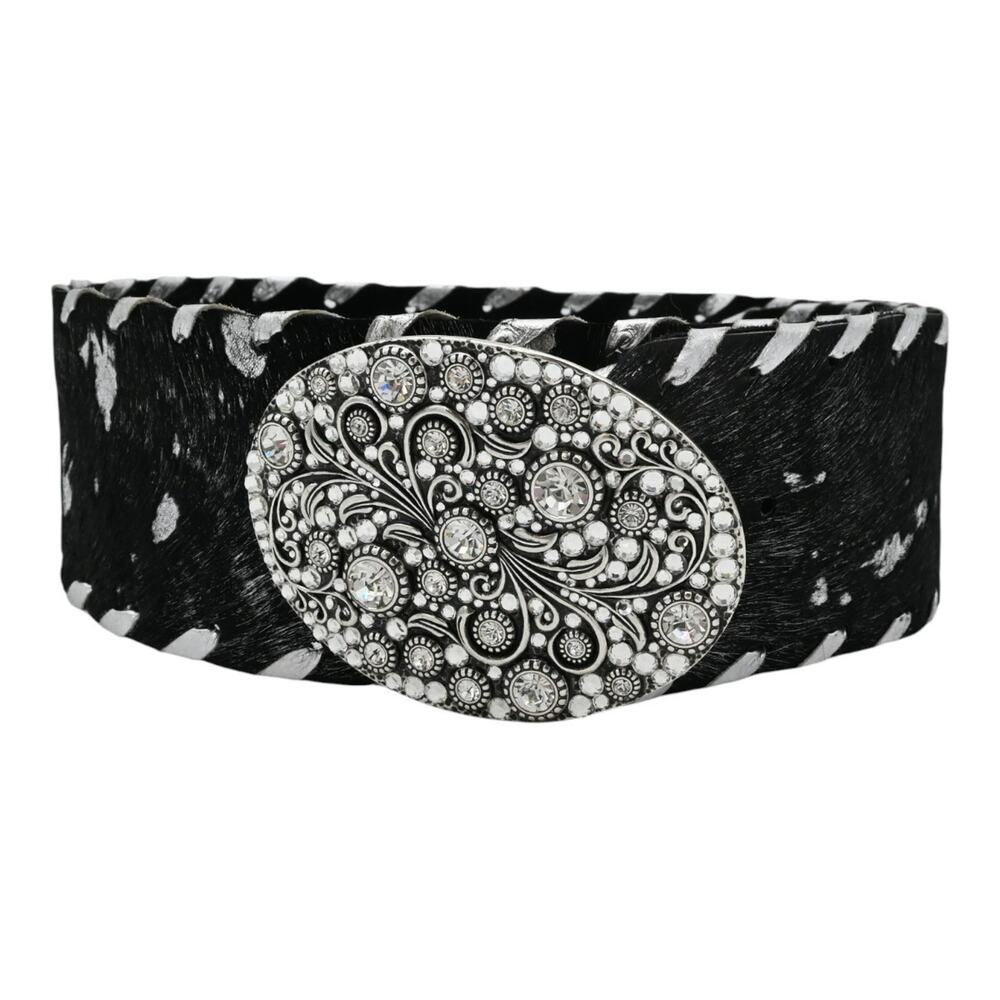 Pat Dahnke Crystal Buckle Ponyhair Belt Size Estimated Small / Medium